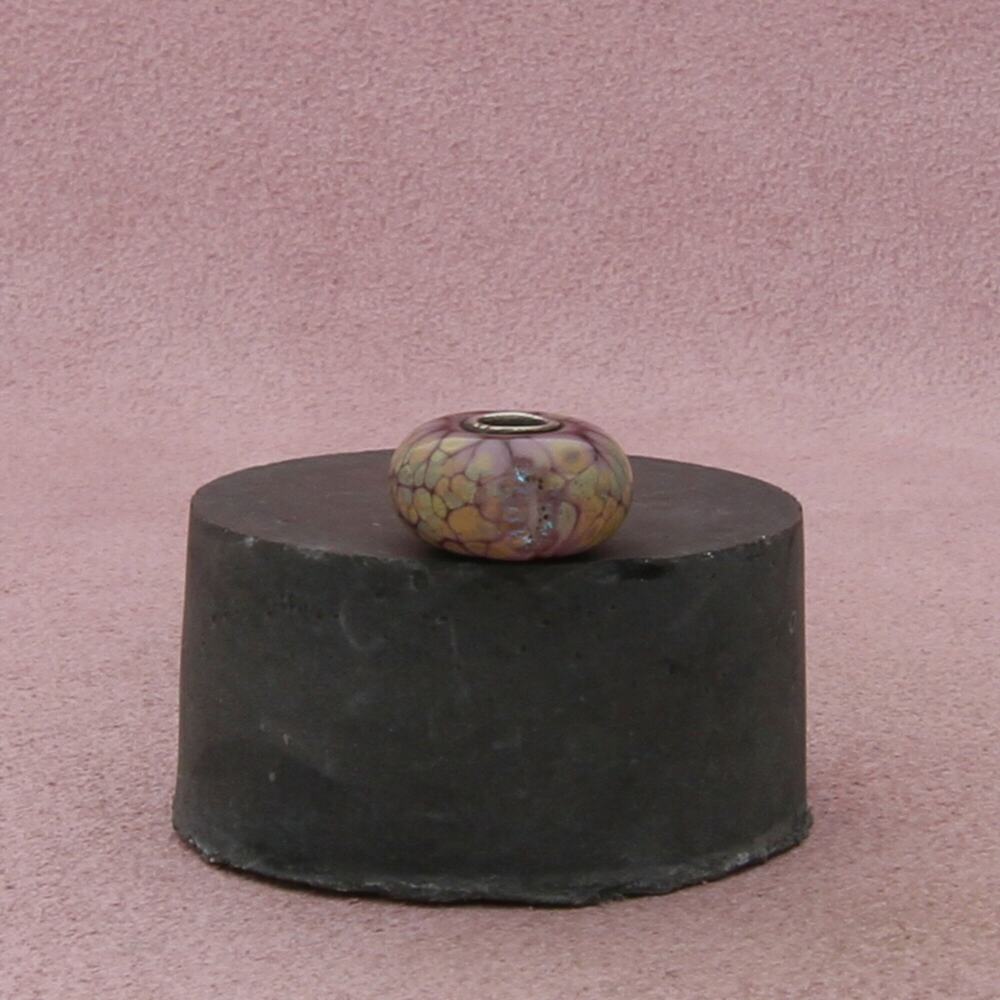 trollbeads sterling silver purple flower mosaic murano glass bead charm